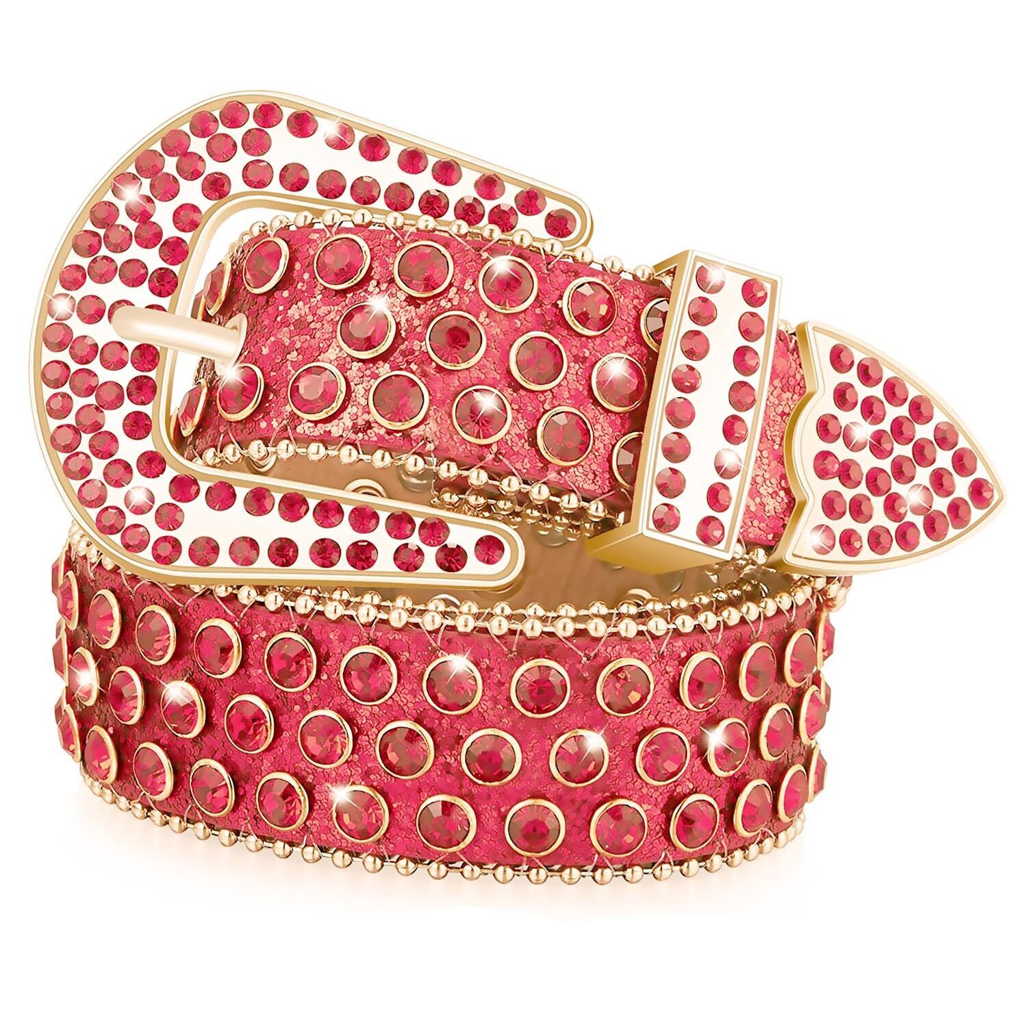 2136 Studded Belt Rhinestone For Women Men Belts Cowgirl Bling Silver